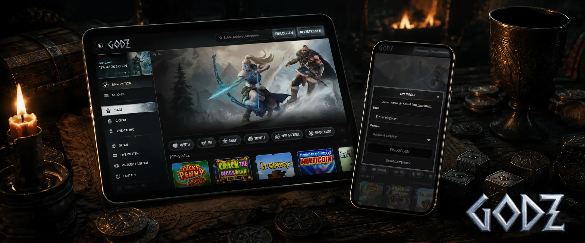 Godz Casino Konto erstellen und aufrufen